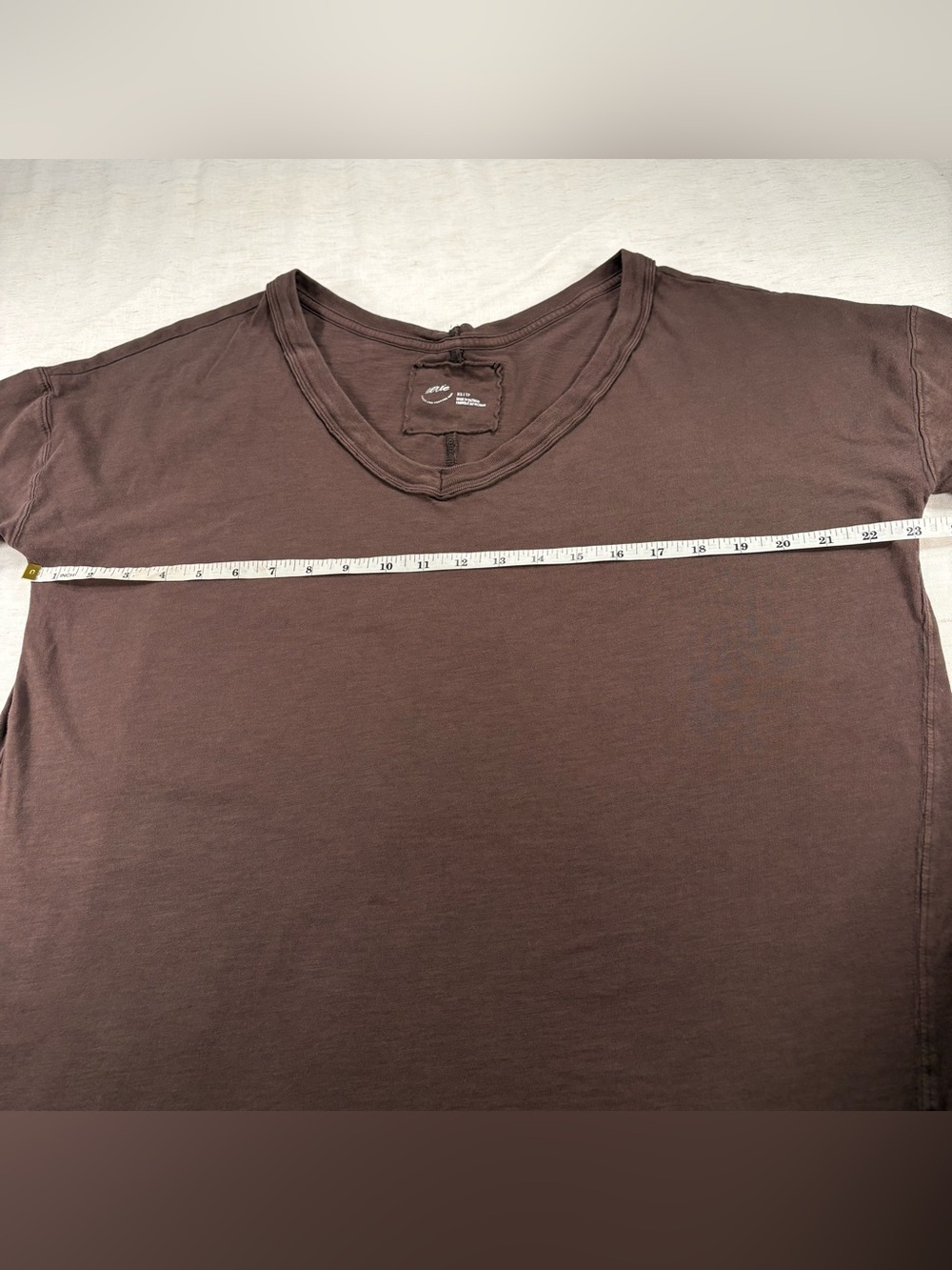aerie Women's Short Sleeve V-Neck Tee in Brown - Picture 3 of 6
